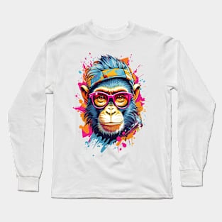 Cool Monkey in Glasses Long Sleeve T-Shirt